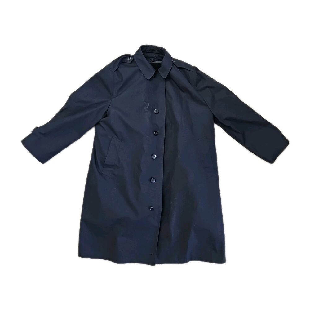 VTG DSCP Overcoat Trench Coat Men’s 46R Large Black Jacket Quarterdeck